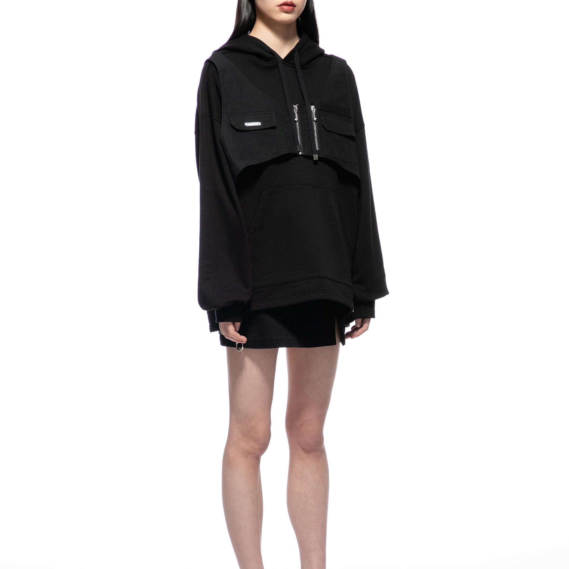 Chest Harness Hoodie - Black