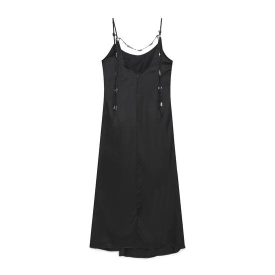 K-Wave Silver Charm Slip Dress - BLACK
