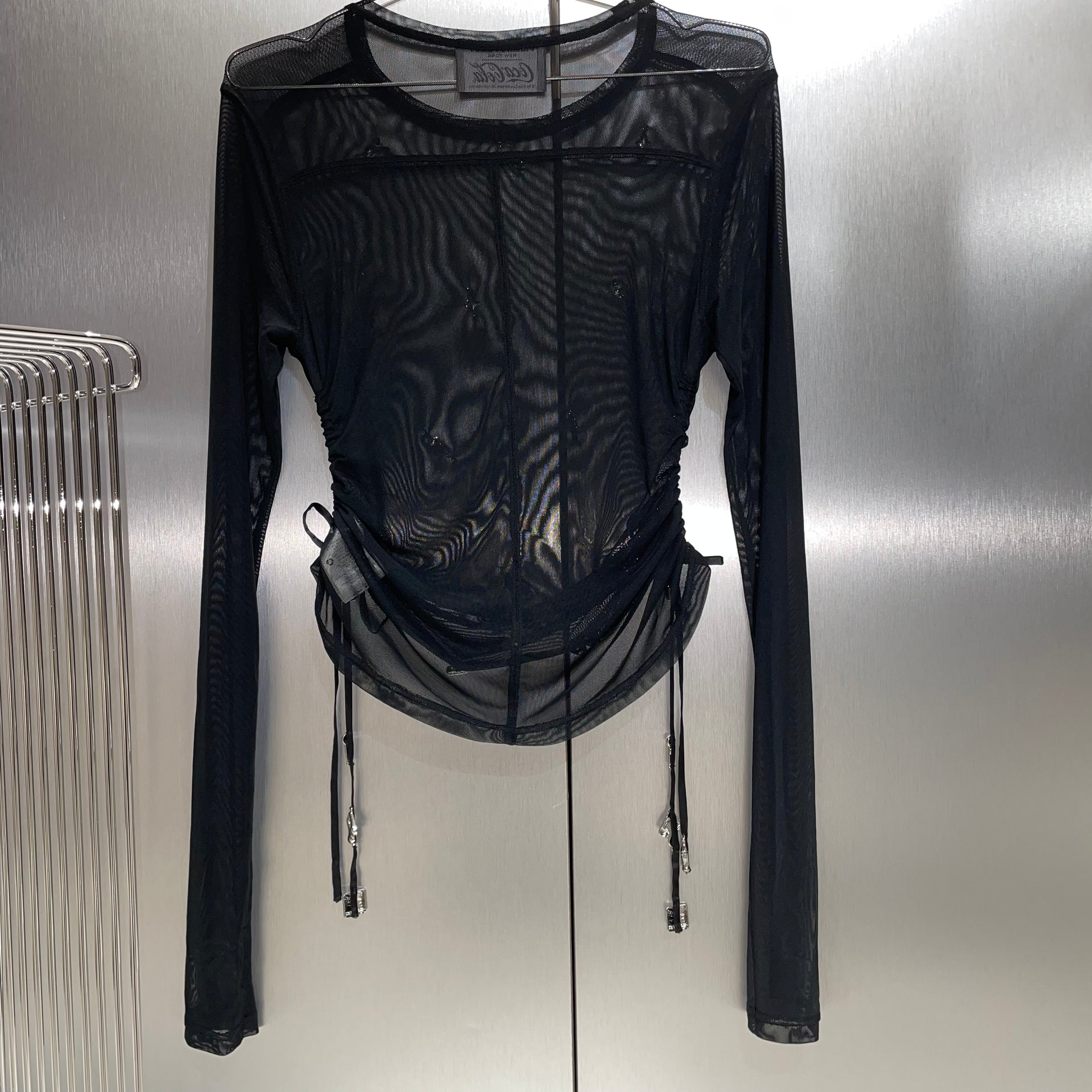 K-Wave Silver Charm Mesh Top